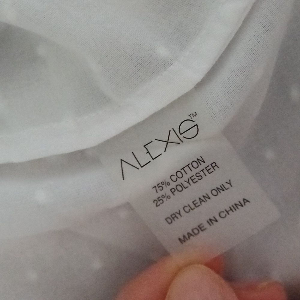 ALEXIS Lyric white dobby blouse balloon sleeves M - Picture 15 of 15
